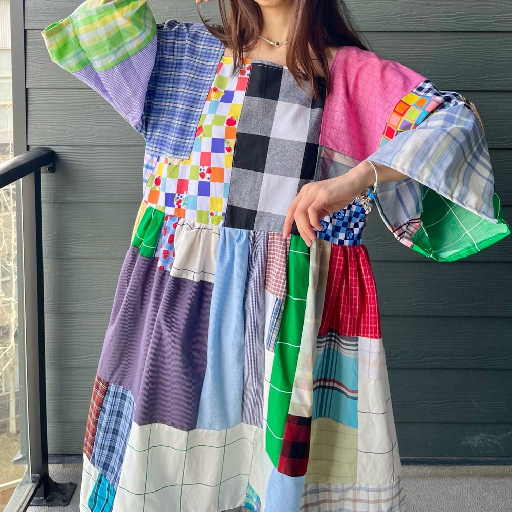 Handmade Quilted Patchwork Dress SKU 04114 Plaid